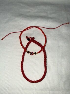 Red Evil Eye Beaded Bracelet Set